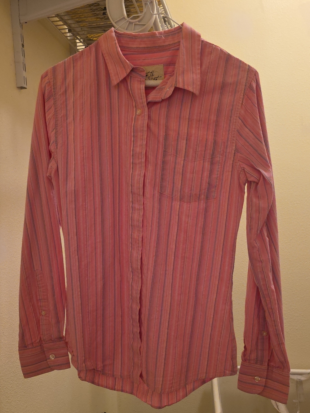 Womens Pink Striped Long-Sleeve Shirt
